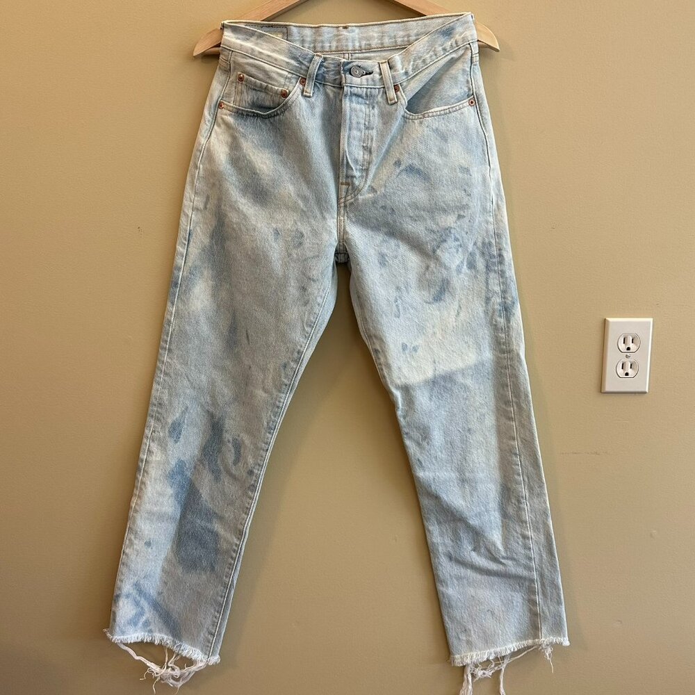 Levis 501 Jeans Women's W26 L32 Blue Acid Wash High Rise 100% Cotton